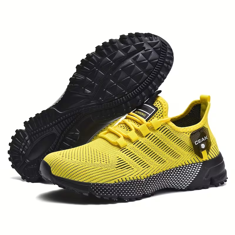 Herren-Trainingsschuhe aus atmungsaktivem Mesh – Leichte Low-Top-Sneaker mit roten Akzenten