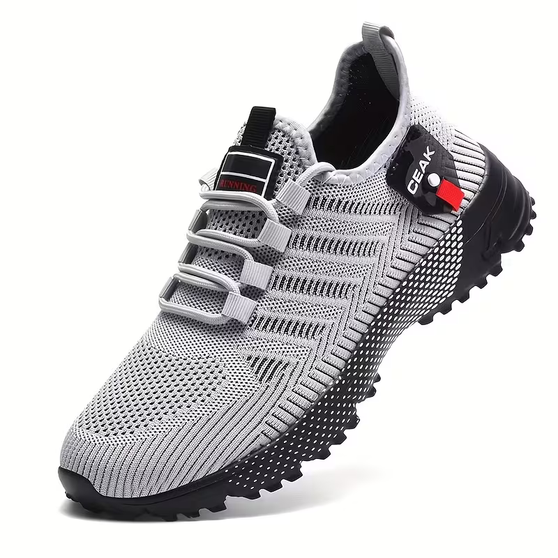 Herren-Trainingsschuhe aus atmungsaktivem Mesh – Leichte Low-Top-Sneaker mit roten Akzenten