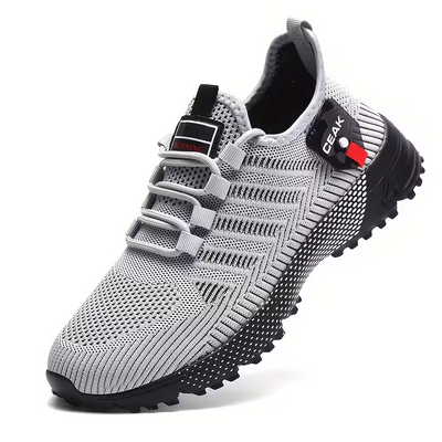 Herren-Trainingsschuhe aus atmungsaktivem Mesh – Leichte Low-Top-Sneaker mit roten Akzenten