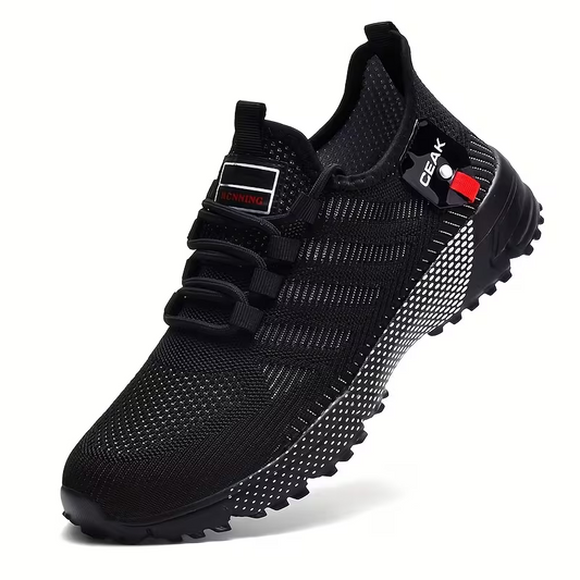 Herren-Trainingsschuhe aus atmungsaktivem Mesh – Leichte Low-Top-Sneaker mit roten Akzenten