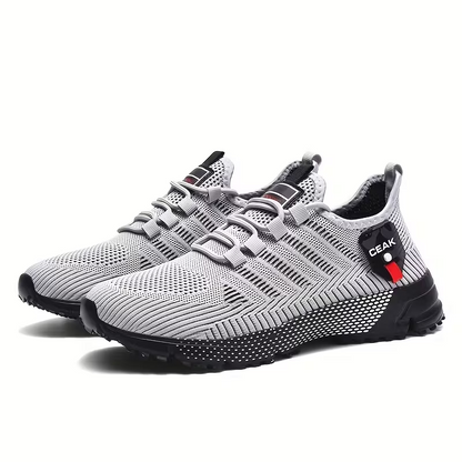Herren-Trainingsschuhe aus atmungsaktivem Mesh – Leichte Low-Top-Sneaker mit roten Akzenten