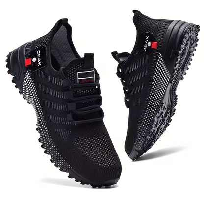 Herren-Trainingsschuhe aus atmungsaktivem Mesh – Leichte Low-Top-Sneaker mit roten Akzenten
